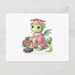 Launiger Diplom-Drache mit Abschlussurkunde Postkarte