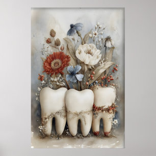 Launiger Dreizahn-Druck, Florale Zahn-Nursery Poster