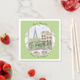 Launiger Eiffelturm Paris Ich liebe Dich! Bon Serviette