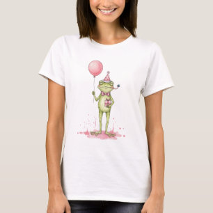 Launiger Frosch mit Luftballon-Geburtstagsfeier T-Shirt