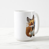 Launiger Fuchs mit einer Feder Kaffeetasse (VorderseiteRechts)