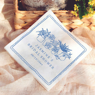 Launiger handgezeichneter Blumenmarkt-Junggesellin Serviette