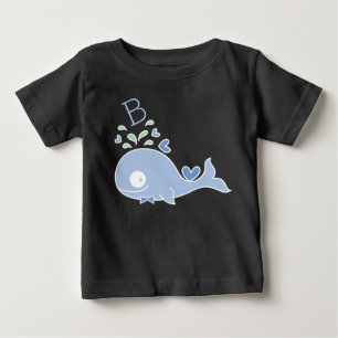 Launiger Herr Blauwal-Fliege Monogramm Baby Junge T-shirt
