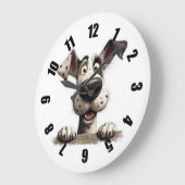 Launiger Hund Große Wanduhr (Winkel)