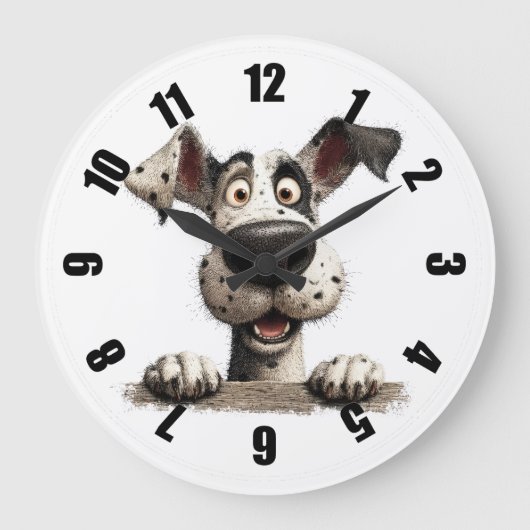 Launiger Hund Große Wanduhr (Vorderseite)