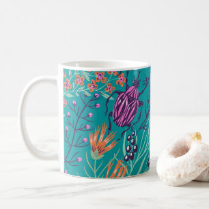 Launiger Käfer & Wilde Blume Botanisch Kaffeetasse