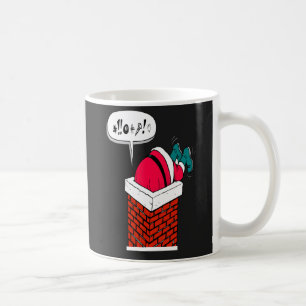 Launiger lustiger Santa steckt fest Kaffeetasse