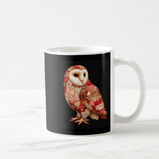 Launiger Patchwork-Owl mit Herzen-Muster Kaffeetasse (Rechts)