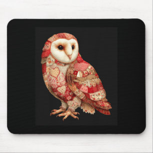 Launiger Patchwork-Owl mit Herzen-Muster Mousepad