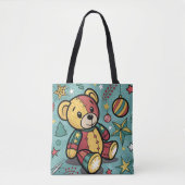 Launiger Patchwork-Weihnachts-Teddybär Tasche (Vorderseite)