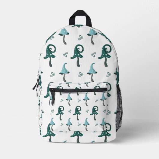 Launiger Rucksack mit Blauem Pilzmuster (Vorderseite)