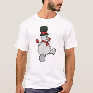 Launiger Schneemann mit Zylinder und Schal T-Shirt