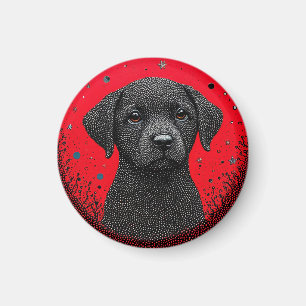 Launiger schwarzer Hund Magnet