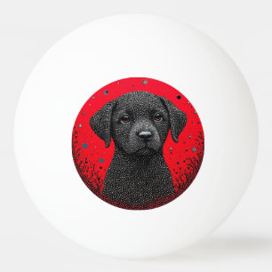 Launiger schwarzer Hund Tischtennisball