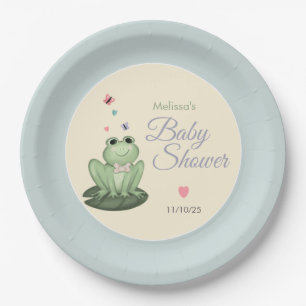 Launiger Staubblauer Frosch-Baby- Boy-Shower Pappteller