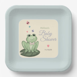 Launiger Staubblauer Frosch-Baby- Boy-Shower Pappteller