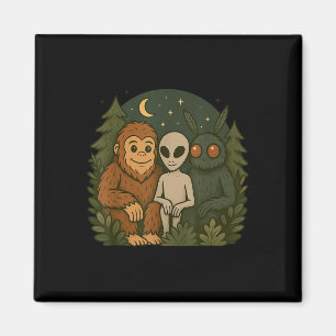 Launiger Süßer Mothman Bigfoot Und Außerirdischer Magnet