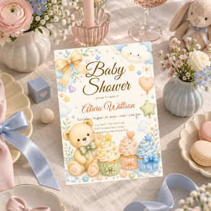 Launiger Teddybär-Baby-Party Einladung