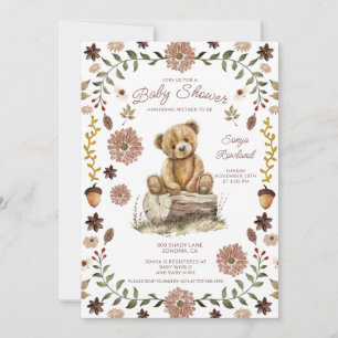 Launiger Teddybär-Baby-Shower im Waldstil Einladung
