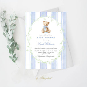 Launiger Teddybär-Baby-Shower-Junge Einladung