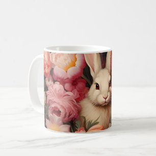 Launiger Vintage-Hase Frühlingsblüten Kaffeetasse