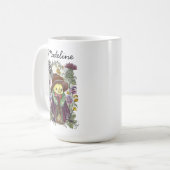 Launiger Vogel- und Wildblumen-Name-Design Kaffeetasse (Vorderseite Links)
