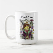 Launiger Vogel- und Wildblumen-Name-Design Kaffeetasse (Links)