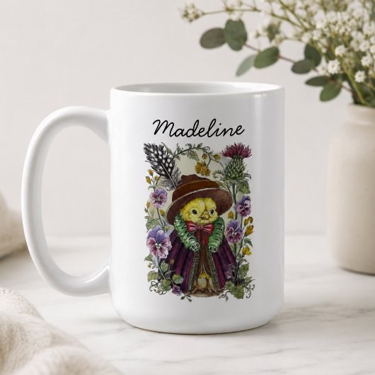 Launiger Vogel- und Wildblumen-Name-Design Kaffeetasse