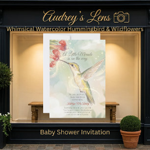 Launiger Wasserfarb-Hummingbird und Wildblumen Einladung