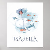 Launiger Wasserfarbenwal und Fische Poster (Vorne)