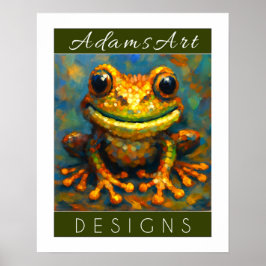 Launiger Wasserfrosch im Wildblumengarten Poster
