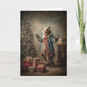 Launiger Weihnachtsbär Feiertagskarte