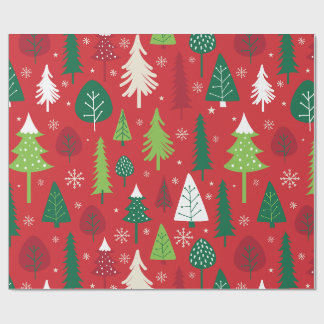 Launiger Weihnachtsbaum-Wald-Pattern Geschenkpapier