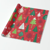 Launiger Weihnachtsbaum-Wald-Pattern Geschenkpapier (Ungerollt)