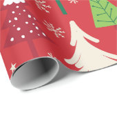 Launiger Weihnachtsbaum-Wald-Pattern Geschenkpapier (Rolleneckpunkt)