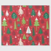 Launiger Weihnachtsbaum-Wald-Pattern Geschenkpapier (Flach)