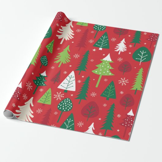 Launiger Weihnachtsbaum-Wald-Pattern Geschenkpapier (Ungerollt)