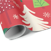 Launiger Weihnachtsbaum-Wald-Pattern Geschenkpapier (Rolleneckpunkt)