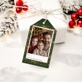 Launiger Weihnachtskränze & Schleifen Fotokarte Geschenkanhänger