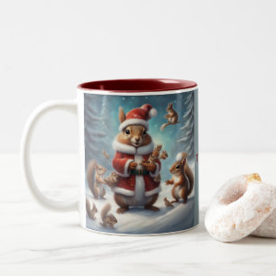 Launiger Weihnachtsmann Eichhörnchen und Babyeichh Zweifarbige Tasse