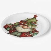 Launiger Weihnachtsmann mit Baum Pappteller (Schrägansicht)