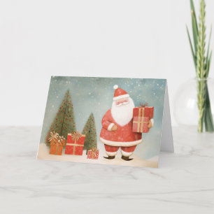 Launiger Weihnachtsmann mit Weihnachtsbaum und Ges Karte