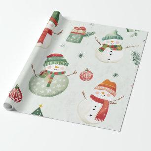 Launiger weißer Schneemann Geschenkpapier