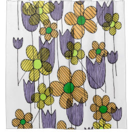 Launiger Zentangle-Wildblumen-Duschvorhang - V Duschvorhang