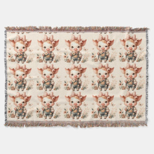 Launiges Ferkel in Pastell-Overall Pfirsich Decke