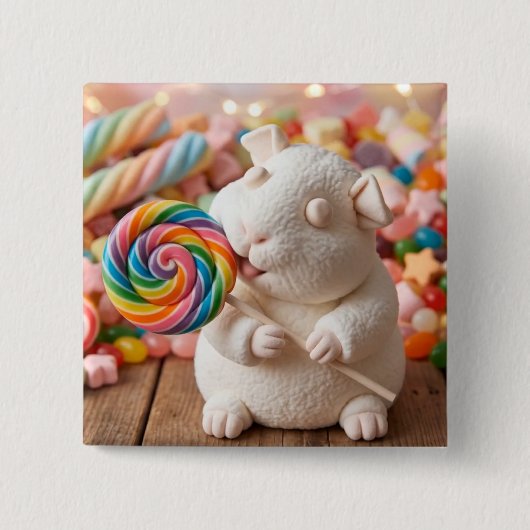 Launiges Meerschweinchen mit Marshmallow und Lutsc Button (Vorderseite)