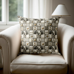 Launiges Patchwork-Hundemuster Kissen
