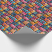 Launiges Patchwork-Quiltmuster: Farbdesign Geschenkpapier (Ecke)