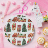Launiges Weihnachtsmuster mit Bären, Bäumen und Pappteller (Party)