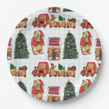 Launiges Weihnachtsmuster mit Bären, Bäumen und
